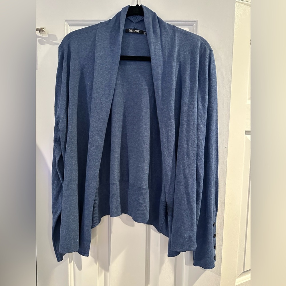 Nic & Zoe midnight blue open front cardigan. Size XL.